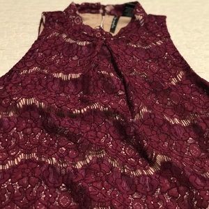 Burgundy Lace Halter Top